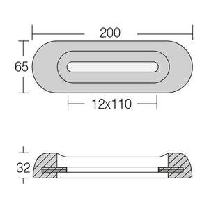 1852 Zinkanode für Fairline 200x65x32mm 1.30kg