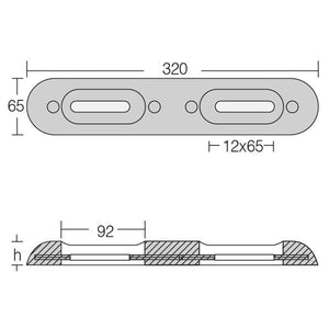 1852 Zinkanode für Fairline 320x65x35mm 2.20kg