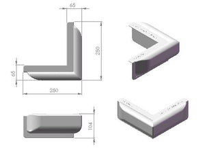 Dan-Fender Stegfender 90° Winkel L=2x250mm B=100mm D=60mm weiss