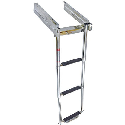 Badeleiter rostfreier Stahl teleskopierbar einschiebbar zur Montage unter Badeplattform 4 Stufen L=1145mm