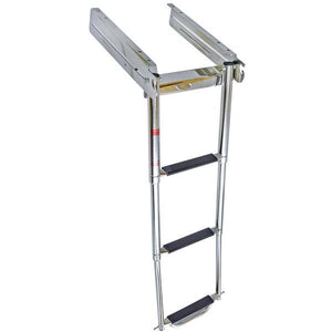 Badeleiter rostfreier Stahl teleskopierbar einschiebbar zur Montage unter Badeplattform 4 Stufen L=1145mm