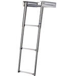 Badeleiter rostfreier Stahl teleskopierbar einschiebbar zur Montage unter Badeplattform 3 Stufen L=870mm B=254mm