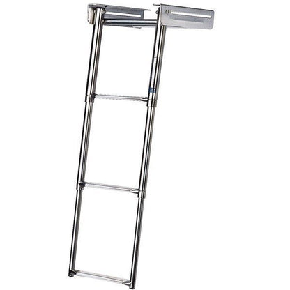 Badeleiter rostfreier Stahl teleskopierbar einschiebbar zur Montage unter Badeplattform 3 Stufen L=870mm B=254mm