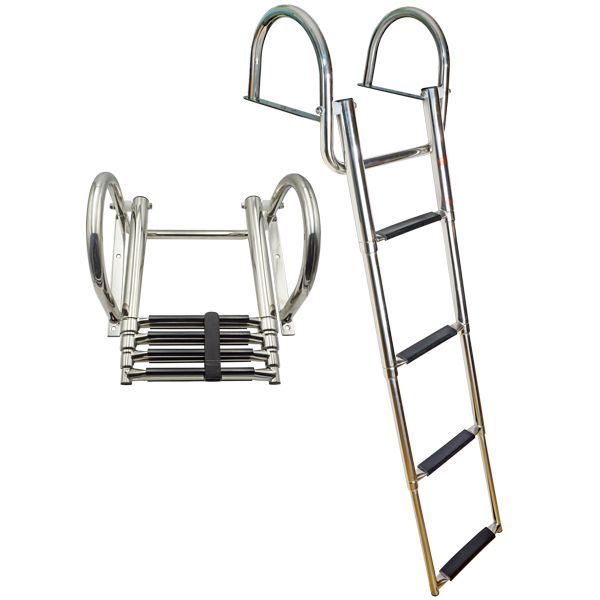 Badeleiter für Steg rostfreier Stahl teleskopier- und klappbar 4 Stufen L=1150mm B=375mm