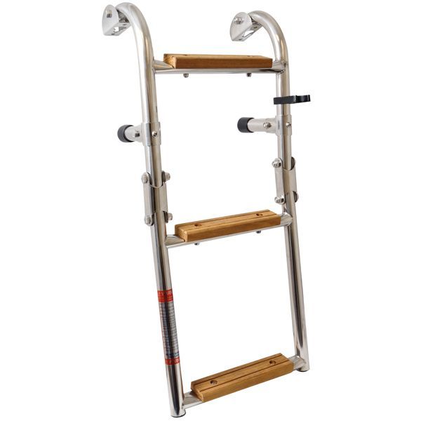 Badeleiter rostfreier Stahl - 2 feste und 1 klappbare Stufe Rohr D=22mm L=max. 600mm B=220mm