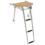 Badeplattform rostfreier Stahl mit 3 stufiger Leiter teleskopierbar zum Einschieben L=45cm B=39cm Rohr D=25mm