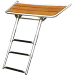 Gotthardt Badeplattform mit 3-stufiger Teleskop-Leiter – Edelstahl/Teak