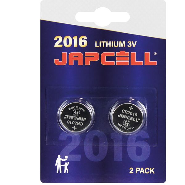 Japcell CR2016 3 V Lithium Knopfzelle – 2er-Pack