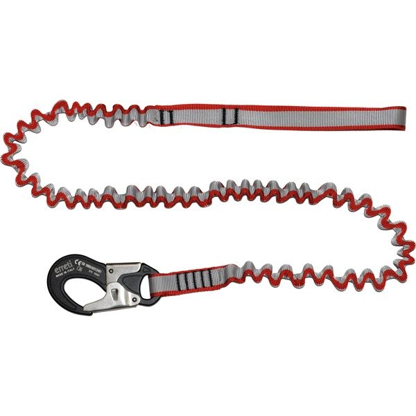Erreti Elastische Lifeleine 25 mm – 2 m mit 2 Aluminium-Sicherheitskarabinern (ISO 12401)