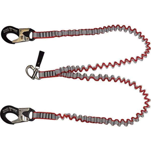erreti Lifeleine elastisch B=25mm L=2m + 2m mit zwei Aluminium und einem rostfreiem Stahl Sicherheitskarabinerhaken ISO12401