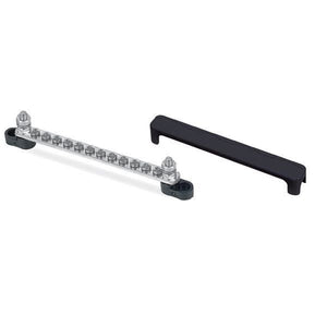 BEP Sammelstützpunkt Eingang 2xM6 Ausgang 12xM4 max 48V DC 100A L= 177mm mit Abdeckkappe schwarz
