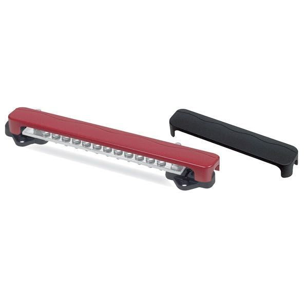 BEP Sammelstützpunkt doppelt ja Eingang 12xM6 Ausgang 6xM4 max 48V DC 100A L= 113mm mit Abdeckkappen rot und schwarz