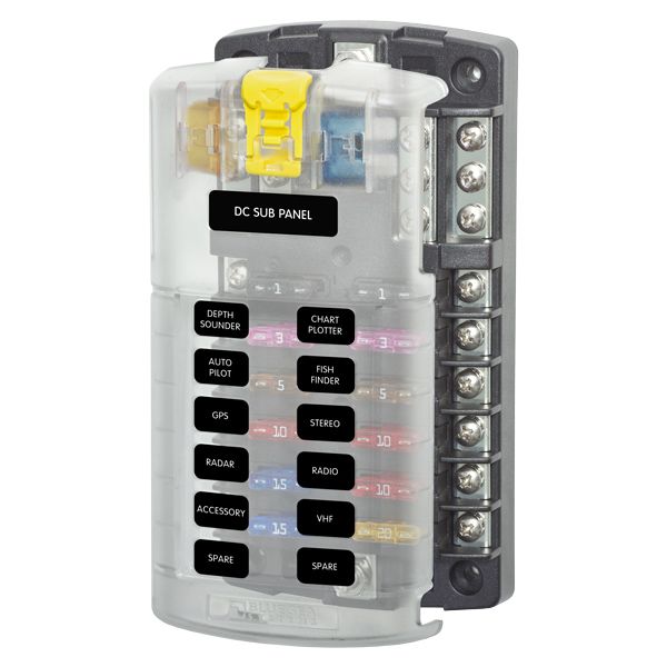 Blue Sea Sicherungshalter für 12 Flachstiftsicherungen max 30A