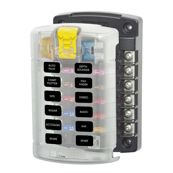 Blue Sea Systems Sicherungshalter für 12 Flachstiftsicherungen – max. 30 A je Halter