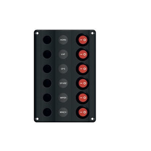Elektropaneel Wave mit 6 Schaltern und Automatiksicherungen