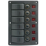 1852 Elektropaneel mit 6 Automatiksicherungen – beleuchtetes 12/24-V-Schaltpanel