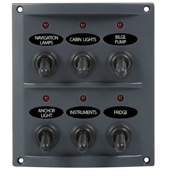 Gotthardt Elektropaneel Deluxe – 6 Schalter mit LED-Kontrollleuchten und Sicherungen