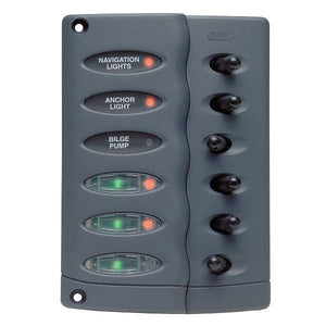 BEP Schalttafel mit 6 Schaltern und Automatiksicherungen – 12/24 V