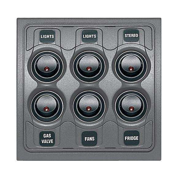 BEP Schalttafel mit 6 Schaltern und ATC-Sicherungen 12V