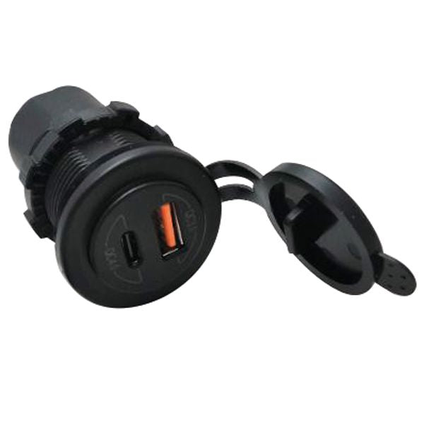 1852 USB-Steckdose – spritzwasserdichte Einbaubuchse mit USB-A & USB-C (IP65)