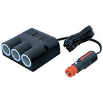 Pro Car 3-fach Steckdose Zigarettenanzünder 12/24 V – Aufbaumontage mit 2 m Kabel