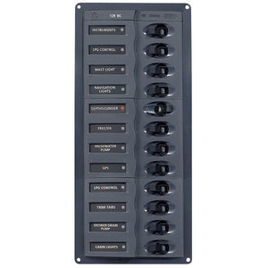 BEP Schalttafel mit 12 Schaltern und Automatiksicherungen H=285mm B=127mm T=65mm