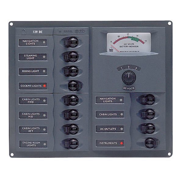 BEP Schalttafel mit 12 Schaltern und Automatiksicherungen H=200mm B=239mm T=65mm