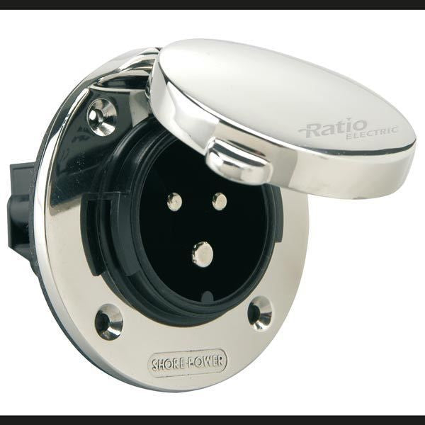 Landanschluss mit Deckel rostfreier Stahl 16A