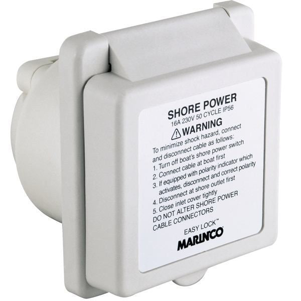 Marinco Landstromanschluss Kunststoff mit Easy-Lock-System (wasserdicht IP56) rechteckig