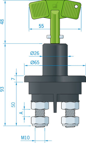 Roca gas-tight battery master switch 250A-24V