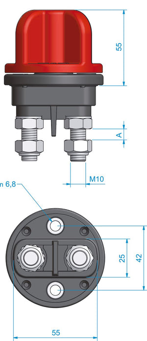 Roca Batteriehauptschalter gasdicht mit festem Schalter 250A-24V