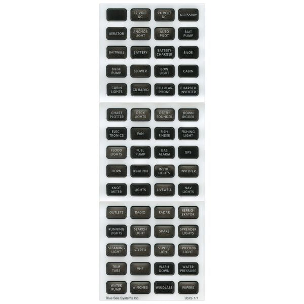 Blue Sea Systems Contura Label Satz – Beschriftungssatz für Contura-Schalter