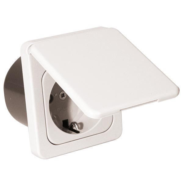 Crusader 230V Steckdose mit Abdeckkappe zum Einbau weiss