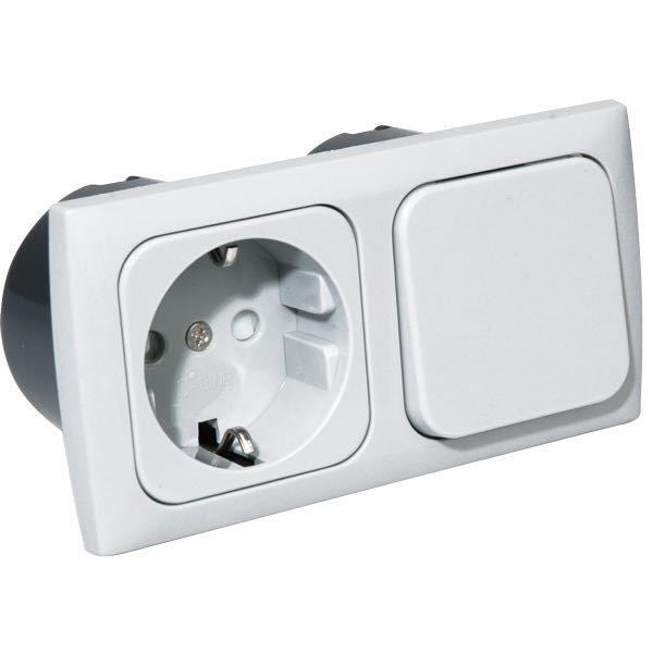 Crusader 230V Schalter mit Steckdose zum Einbau weiss