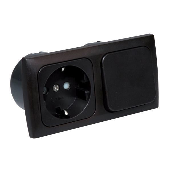 Crusader 230V Schalter mit Steckdose zum Einbau braun