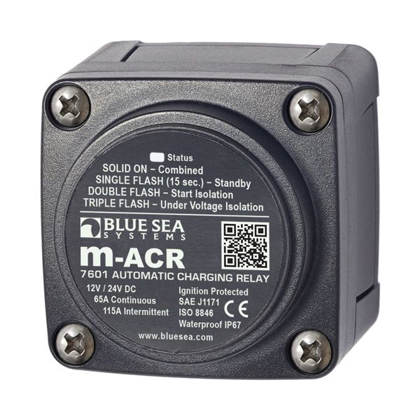 Blue Sea Systems Relais 12/24 V 65 A – Batterietrennrelais mit M8-Anschluss