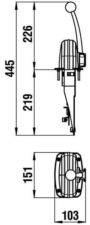 Ultraflex Einhebelschaltung B103 verchromt/Kunststoff weiss für Seitenmontage für Schaltung und Gas mit Leerlaufstellung und Trimmfunktion