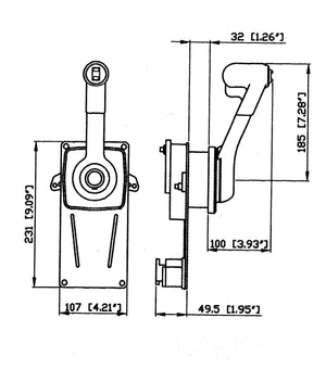 Ultraflex Einhebelschaltung B183 für Seitenmontage für Schaltung und Gas mit Leerlaufstellung