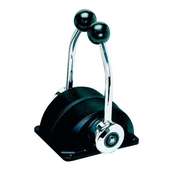 Ultraflex Doppelhebelschaltung B302B Aluminium schwarz für Aufbaumontage für Schaltung und Gas mit Leerlaufstellung