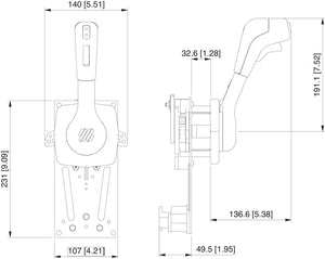 Ultraflex Einhebelschaltung B310B verchromt für Seitenmontage für Schaltung und Gas mit Leerlaufstellung und Trimmfunktion