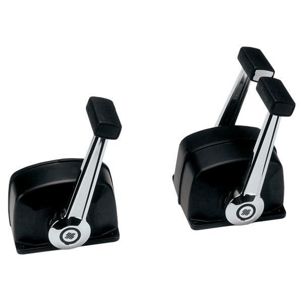 Ultraflex Doppelhebelschaltung B73 Aluminium schwarz für Aufbaumontage für Schaltung und Gas mit Leerlaufstellung und Trimmfunktion