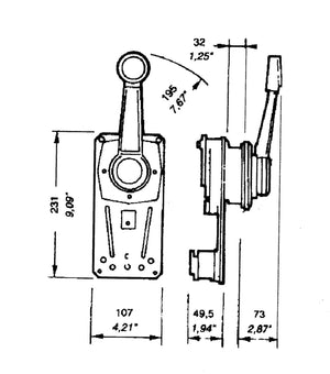 Ultraflex single-lever control unit B85 for side mounting for gear shift and throttle with neutral position for sailboats