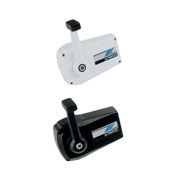 Ultraflex Einhebelschaltung B87 Aluminium weiss für Seitenmontage für Schaltung und Gas mit Leerlaufstellung