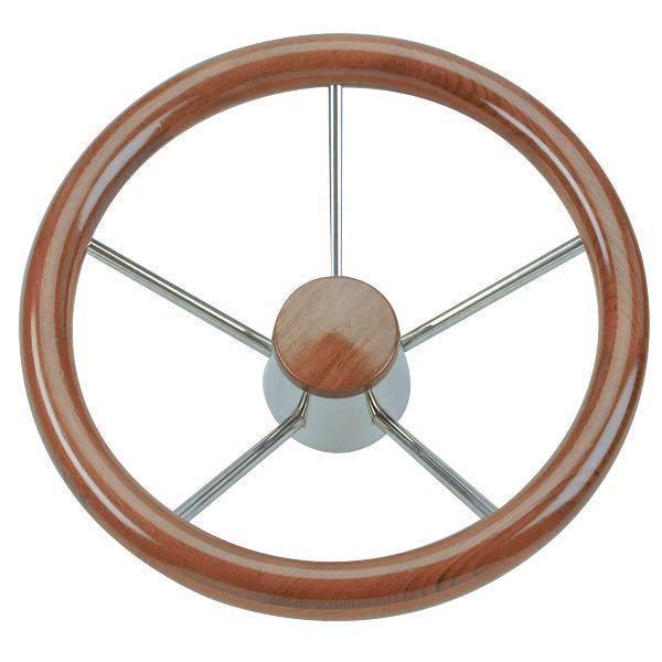 Savoretti Steuerrad mit Holzring – polierter Edelstahl und Teakholzkranz