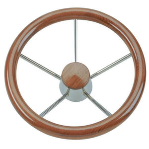 Savoretti Steuerrad mit Holzring – polierter Edelstahl und Teakholzkranz