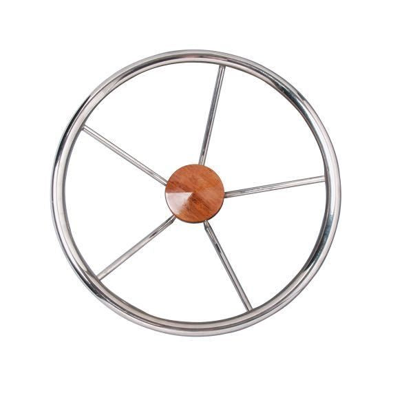 Ultraflex Steuerrad – polierter Edelstahl mit Teak-Zierknopf