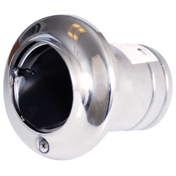 1852 Borddurchlass für Auspuff rostfreier Stahl hochglanzpoliert mit Kunststoff-Rückschlagklappe für Schlauch ID=40mm