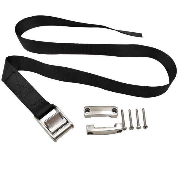 Batteriehalter Gurt B=25mm L=100cm mit 2 Halterungen aus rostfreiem Stahl
