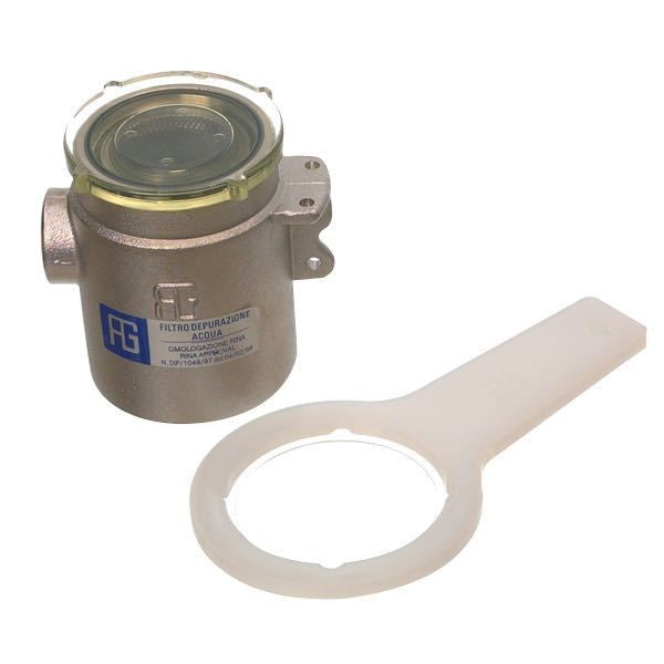 Guidi Seewasserfilter verchromtes Messing mit Kunststoffdeckel Anschluss ID=3/4