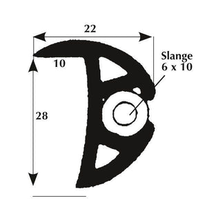Scheuerleiste med læbe 25mm schwarz